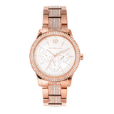 Michael Kors Tibby Chronograph White Dial Rose Gold Steel Strap Watch For Men - MK7293 Authentic Buy Shop Now