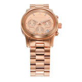 Michael Kors Runway Chronograph Rose Gold Dial Rose Gold Steel Strap Watch For Women - MK7324 Authentic Buy Shop Now