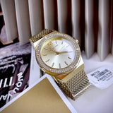 Michael Kors Lennox Three-Hand Gold Dial Gold Mesh Bracelet Watch For Women - MK7335 Authentic Buy Shop Now