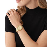 Michael Kors Lennox Three-Hand Gold Dial Gold Mesh Bracelet Watch For Women - MK7335 Authentic Buy Shop Now