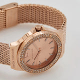 Michael Kors Lennox Three Hand Rose Gold Dial Rose Gold Mesh Strap Watch For Women - MK7336 Authentic Buy Shop Now