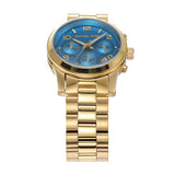 Michael Kors Runway Chronograph Blue Dial Gold Steel Strap Watch For Women - MK7353 Authentic Buy Shop Now