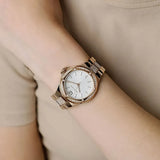 Michael Kors Lennox Three-Hand Silver Dial Rose Gold Steel Strap Watch For Women - MK7362 Authentic Buy Shop Now
