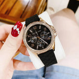 Michael Kors Mini Pilot Black Dial Black Silicone Strap Watch For Women - MK7373 Authentic Buy Shop Now