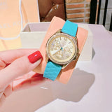 Michael Kors Mini Pilot Quartz Gold Dial Blue Silicone Strap Watch For Women - MK7374 Authentic Buy Shop Now