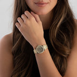 Michael Kors Lennox Three Hand Black Dial Gold Steel Strap Watch For Women - MK7394 Authentic Buy Shop Now