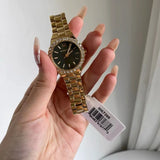 Michael Kors Lennox Quartz Green Dial Gold Steel Strap Watch For Women - MK7395 Authentic Buy Shop Now