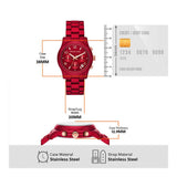 Michael Kors Runway Analog Chronograph Red Dial Red Steel Strap Watch for Women - MK7436 Authentic Buy Shop Now