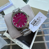 Michael Kors Lexington Three-Hand Pink Dial Silver Steel Strap Watch For Women - MK7443 Authentic Buy Shop Now