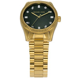 Michael Kors Lexington Three Hand Green Dial Gold Steel Strap Watch For Women - MK7449 Authentic Buy Shop Now