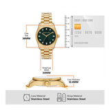 Michael Kors Lexington Three Hand Green Dial Gold Steel Strap Watch For Women - MK7449 Authentic Buy Shop Now