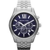 Michael Kors Lexington Chronograph Blue Dial Silver Steel Strap Watch for Men - MK8280 Authentic Buy Shop Now