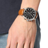 Michael Kors Gage Chronograph Quartz Black Dial Brown Leather Strap Watch For Men - MK8333 Authentic Buy Shop Now