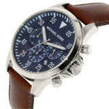 Michael Kors Gage Chronograph Blue Dial Brown Leather Strap Watch For Men - MK8362 Authentic Buy Shop Now