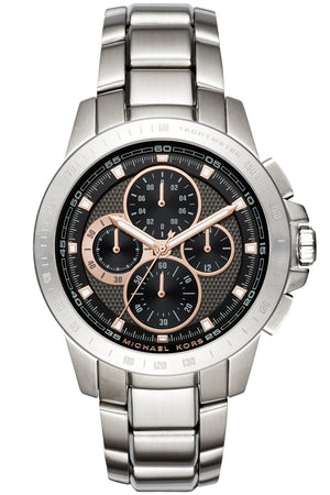 Michael Kors Ryker Chronograph Black Dial Silver Steel Strap Watch For Men - MK8528 Authentic Buy Shop Now