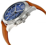 Michael Kors Lexington Chronograph Blue Dial Brown Leather Strap Watch For Men - MK8537 Authentic Buy Shop Now