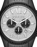 Michael Kors Lexington Chronograph Crystals Silver Dial Black Steel Strap Watch for Men - MK8605 Authentic Buy Shop Now