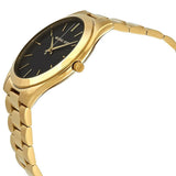 Michael Kors Slim Runway Quartz Black Dial Gold Steel Strap Watch For Men - MK8621 Authentic Buy Shop Now