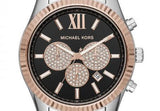 Michael Kors Lexington Chronograph Crystals Black Dial Two Tone Steel Strap Watch for Men - MK8714 Authentic Buy Shop Now