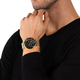 Michael Kors Bayville Chronograph Black Dial Gold Steel Strap Watch For Men - MK8726 Authentic Buy Shop Now