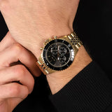 Michael Kors Bayville Chronograph Black Dial Gold Steel Strap Watch For Men - MK8726 Authentic Buy Shop Now