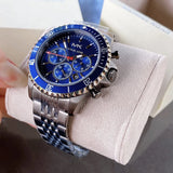 Michael Kors Bayville Chronograph Blue Dial Grey Steel Strap Watch For Men - MK8727 Authentic Buy Shop Now