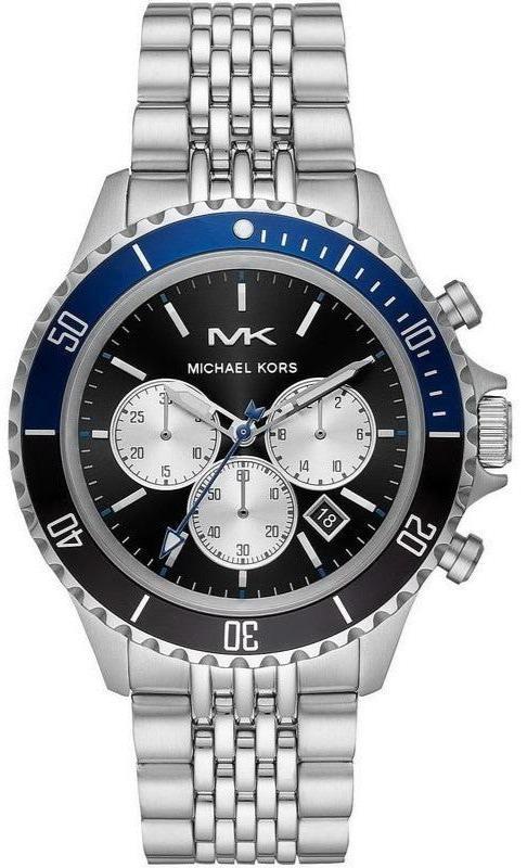 Michael Kors Bayville Chronograph Black Dial Silver Steel Strap Watch For Men - MK8749 Authentic Buy Shop Now