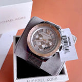 Michael Kors Brecken Chronograph Grey Dial Silver Mesh Strap Watch For Men - MK8868 Authentic Buy Shop Now