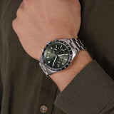 Michael Kors Layton Chronograph Green Dial Silver Steel Strap Watch For Men - MK8912 Authentic Buy Shop Now