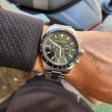 Michael Kors Layton Chronograph Green Dial Silver Steel Strap Watch For Men - MK8912 Authentic Buy Shop Now