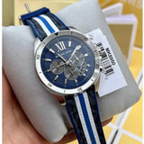Michael Kors Brecken Chronograph Blue Dial Two Tone PVC Strap Watch For Men - MK8950 Authentic Buy Shop Now