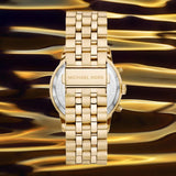Michael Kors Hutton Chronograph Gold Dial Gold Steel Strap Watch For Men - MK8953 Authentic Buy Shop Now