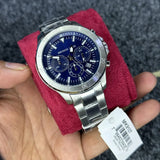 Michael Kors Grayson Chronograph Blue Dial Silver Steel Strap Watch For Men - MK9107 Authentic Buy Shop Now