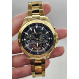 Michael Kors Greyson Chronograph Black Dial Gold Steel Strap Watch For Men - MK9108 Authentic Buy Shop Now