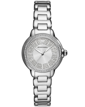 Emporio Armani Mia Three Crystals Silver Dial Silver Steel Strap Watch For Women - AR11632 Authentic Buy Shop Now