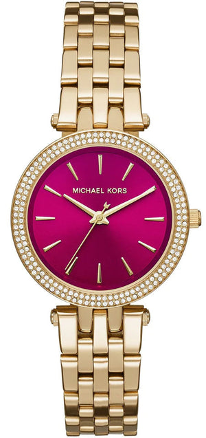 Michael Kors Darci Quartz Mother of Pearl Red Dial Gold Steel Strap Watch For Women - MK3583 Authentic Buy Shop Now