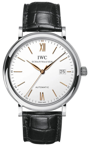 IWC Portofino Automatic White Dial Black Leather Strap Watch for Men - IW356517 Authentic Buy Shop Now