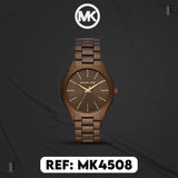 Michael Kors Slim Runway Brown Dial Brown Steel Strap Watch For Women - MK4508 Authentic Buy Shop Now