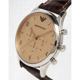 Emporio Armani Classic Chronograph Cream Dial Brown Leather Strap Watch For Men - AR1878 Authentic Buy Shop Now