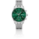 Hugo Boss Associate Green Dial Silver Steel Strap Watch for Men - 1513975 Authentic Buy Shop Now