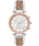 Michael Kors Parker Chronograph White Dial Two Tone Leather Strap Watch For Women - MK6950 Authentic Buy Shop Now
