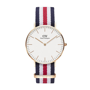 Daniel Wellington Classic Canterbury White Dial Two Tone NATO Strap Watch For Women - DW00100030 Authentic Buy Shop Now