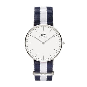 Daniel Wellington Classic Glasgow White Dial Two Tone NATO Strap Unisex Watch - DW00100047 Authentic Buy Shop Now