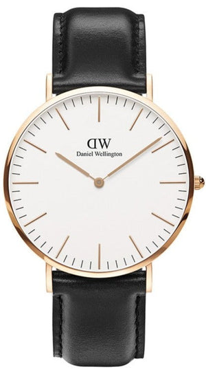 Daniel Wellington Classic Sheffield White Dial Black Leather Strap Watch For Men - DW00100007 Authentic Buy Shop Now