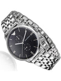 Emporio Armani Gianni Chronograph Black Dial Silver Steel Strap Watch For Men - AR80009 Authentic Buy Shop Now