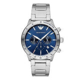 Emporio Armani Mario Chronograph Blue Dial Silver Steel Strap Watch For Men - AR11306 Authentic Buy Shop Now