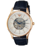 Emporio Armani Meccanico Automatic White Dial Blue Leather Strap Watch For Men - AR1947 Authentic Buy Shop Now
