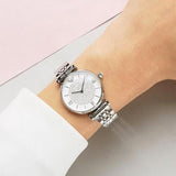 Emporio Armani Gianni T Bar White Crystal Pave Dial Silver Stainless Steel Strap Watch For Women - AR1925 Authentic Buy Shop Now