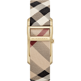 Burberry Pioneer Gold Dial Haymarket Beige Leather Strap Watch for Women - BU9509 Authentic Buy Shop Now