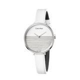 Calvin Klein Rise White Grey Dial White Leather Strap Watch for Women - K7A231L6 Authentic Buy Shop Now